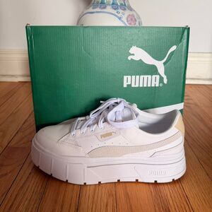 Puma Women's White and Cream Platform Shoes